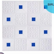 wallpaper dinding 3d foam/wallstiker dinding foam batik kristal - biru