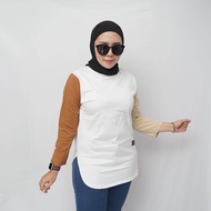 Kaos Oval Kombinasi 3Warna || Baju Wanita Lengan Panjang || Kaos Polos