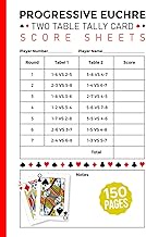 Progressive Euchre Two Table Tally Card Score Sheets: 150 Scorekeeping Pads For Progressive Euchre C