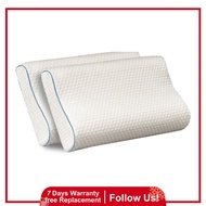 Vesse Upgrade Orthopedic Memory Foam Nick Support White Blue Stripes Pillow 50X30cm