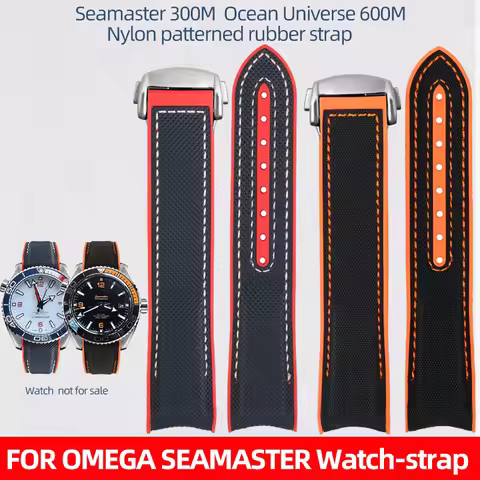 20mm 21mm 22mm Nylon Rubber Watchband For Omega Seamaster 300M AT150 Speedmaster Planet Ocean Univer