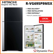 Hitachi R-VG695P9MSX 2 Glass Doors Top Freezer Fridge 541L FREE RICE COOKER RZ-PMA10Y