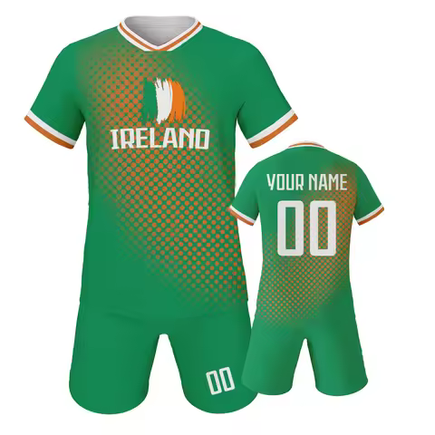 Ireland Kids Soccer Jersey Shorts Set Custom Football Kit Youth Training Uniform Personalized Name N