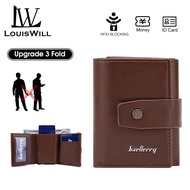LouisWill Men Wallet RFID Card Case PU Wallet Business Wallets 3 Fold Wallet Holder Coin Bag Zipper