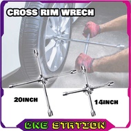 Heavy Duty Cross Rim Wrench 14inch 20inch For Car Emergency Tyre Change SAE Lug Wheel Wrench (17mm, 