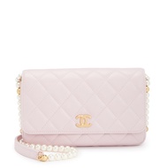 Chanel Baby Pink Quilted Lambskin About Pearls Wallet On Chain WOC Imitation Pearl Chain Aged Gold H