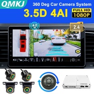 QMKJ 4K 3.5D 4 Side AI Intelligent 360 Degree Surround View Car Cameras System AHD 1080P 4 way monit