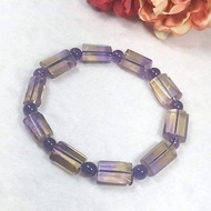 多寶晶石/天然紫黃晶角切桶珠手鏈L號/頂輪/第八脈輪/紫黃晶12mm