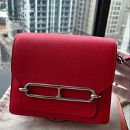 🌈Hermes❤️Mini Roulis 19❤️蕃茄紅色銀扣❤️99新🌟evercolor皮