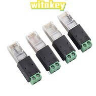 WITAKEY RJ45 Terminal Adapter, 2PIN Terminal RJ45 Male Connector RJ45 to RS485 Converter, Splitter  