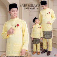 BAJU MELAYU MODEN BABY YELLOW/KUNING CAIR AYAH ANAK SEDONDON