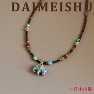 原创复古滴油小象虎眼石松石珍珠项链配饰女轻奢小众高级感锁骨链2A.9.5