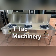 Stainless Steel Kwali Range 3 Burner High Pressure Dapur Gas Masak 3 Tungku Commercial Stove Burner