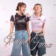 Femme Fatale Polo Jersey Crop Top // Crop Tee