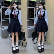 New College Style Strap Vest Shirt Plus Size American Uniform Jk Outfit Slim Strap Skirt Jk