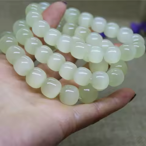Afghan Old Shape 's's Eye Jade Seed Bajou Abacus Bead Bracelet