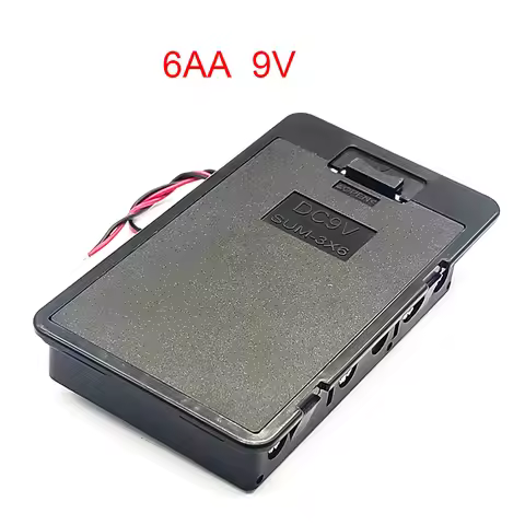 6AA battery box with buckle cover 6 Slot 9V with cover and cable DC9V battery holder 6 AA battery Ca
