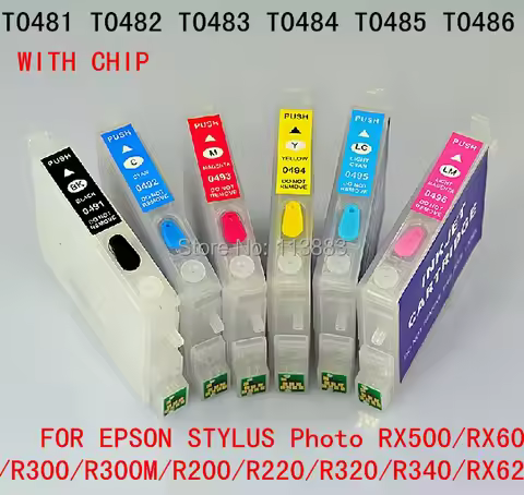 T0481- T0486 Refillable ink cartridge for EPSON STYLUS Photo RX500/RX600/R300/R300M/R200/R220/R320/R
