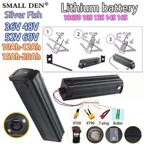 New power full capacity, 18650 Silverfish battery, 36V 48V 52V 60V 10AH 12AH 15AH 20AH lithium batte