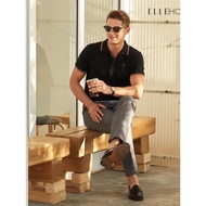 ELLE HOMME POLO | Shirt With Collar Short Sleeves EH Logo Screen Print Comfortable To Wear Black W8K