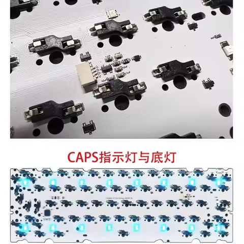 Hiney H60 Customized PCB Hot Swap Welding Rule V3 Split Space VIA Change Key TOFU60 Bottom Light for