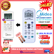 MIDEA AIRCON Remote Universal for MIDEA AIRCON WINDOW TYPE AC Remote NON-INVERTER or INVERTER MIDEA 