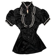 KEMEJA BNWT Ruffle Victorian Silky Grunge Black Puffy Milkmaid Top | Dark gothic lolita kawaii coque