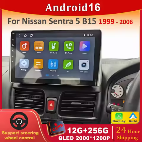 Android 16 For Nissan Sentra 5 B15 1999 - 2006 2K QLED Android Car Radio Multimedia Video Player ste