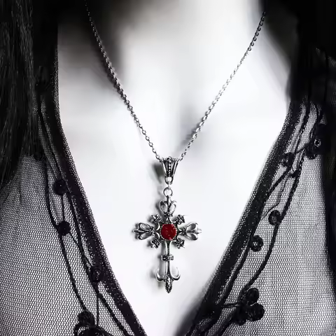 Ornate Gothic Cross Necklace, Gothic Jewelry, Statement Necklace, Cross Pendant, Gift, Classic Goth 