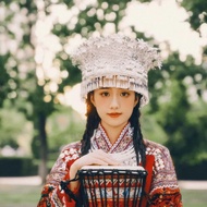 Min Ethnic Miao Ethnic Silver Jewelry Hat Guangxi Yunnan Miao Ethnic Feature Hat Ethnic Headwear Jewelry