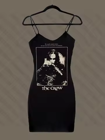 Woman Clothing Harajuku Goth Gothic Dress Y2k Dresses Black Mini Dress Emo Graphic Rock Punk Party S