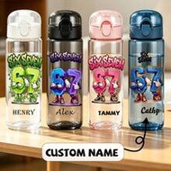 1PC 26oz/780ml Personalized Cartoon 67 Pattern Children's Name Water Bottle - Customizable Baby Name