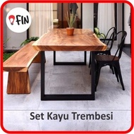 Meja makan minimalis kayu trembesi - 150 CM