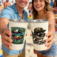 304 Stainless Steel Beer Mug Single Cup Stainless Steel Mug Fishing Series