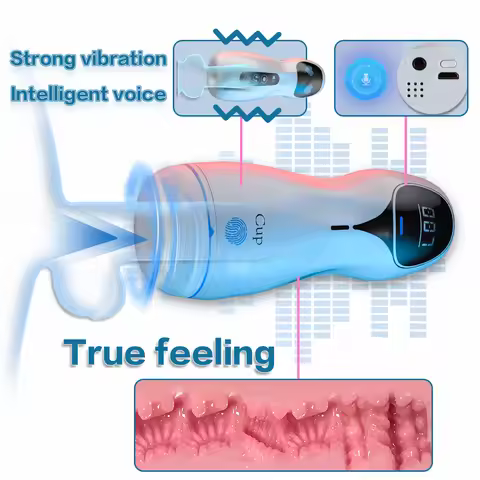 Men's Intelligent Pleasure Cup - Voice-Interactive with Strong Vibration & Air Pressure Clamping Fun