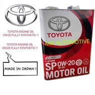 08880-12205 Toyota SN GF-5 0W20 0/20 0/20 Fully Synthetic Engine oil ( 4L ) Minyak Hitam Toyota 0/20