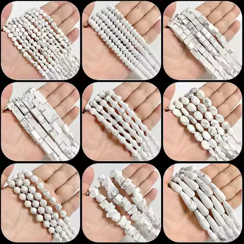 Wholesale Natural Stone White Howlite Beads Faceted Round Tube Howlite Turquoises Bead for Making DI