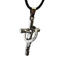 Cross necklace, black leather cross necklace