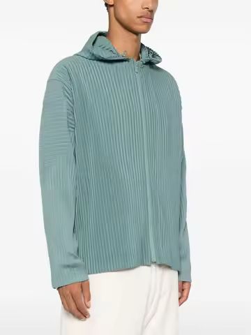 Miyake Pleated Homme Plisse Men's Fine Pleated Hooded Zipper Jacket