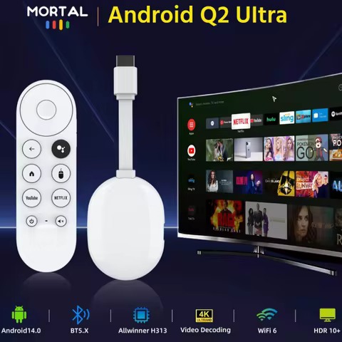 Mortal Q2 Ultra Android TV Stick Smart 4K Allwinner H313 Netflix YouTube Wifi6 Bluetooth TV Stick Vo