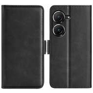 全城熱賣 - 適用於華碩 Zenfone 9 雙扣側吸左右開手機套（黑色）