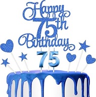 75th Happy Birthday Cake Decoration, 75th Birthday Candle Glitter Cake Topper Anniversary Birthday P