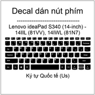 International character key button stickers (Us) for Lenovo ideaPad S340 (14-inch) - 14IIL (81VV), 1
