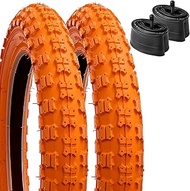 YUNSCM 2-PCS 12.5" Kid Bike Tires 12 ½ X 2 ¼ (62-203) and 12/12.5" Heavy Duty Bike Tubes Schrader Va
