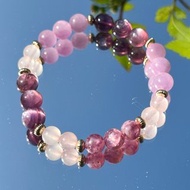 水晶手鍊-粉晶、紫鋰輝石、紫雲母、粉紫祖母晶-珍愛你的心
