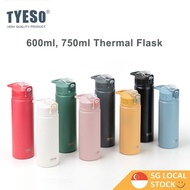 TYESO Thermal Tumbler Flask Water Bottle Vacuum Insulated Stainless Steel Coffee Cup 600ml 750ml