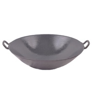 HY-# Wholesale Old-Fashioned Traditional Double-Ear Handmade a Cast Iron Pan Wok Uncoated Thickened round Bottom Pointed