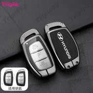 Zinc Alloy Leather Car Key Case Cover For Hyundai i10 i20 i30 N i40 Ioniq 5 Sonata Elantra Tucson Cr
