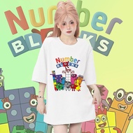 Number Blocks Theme Family T-Shirt Casual Cotton 100% Short sleeved shirt Men and women#010