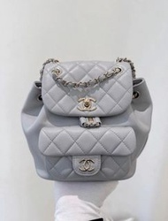 CHANEL 24K Duma 淺灰色小號 牛皮 | 淡金扣 98新有塵袋 💰33000